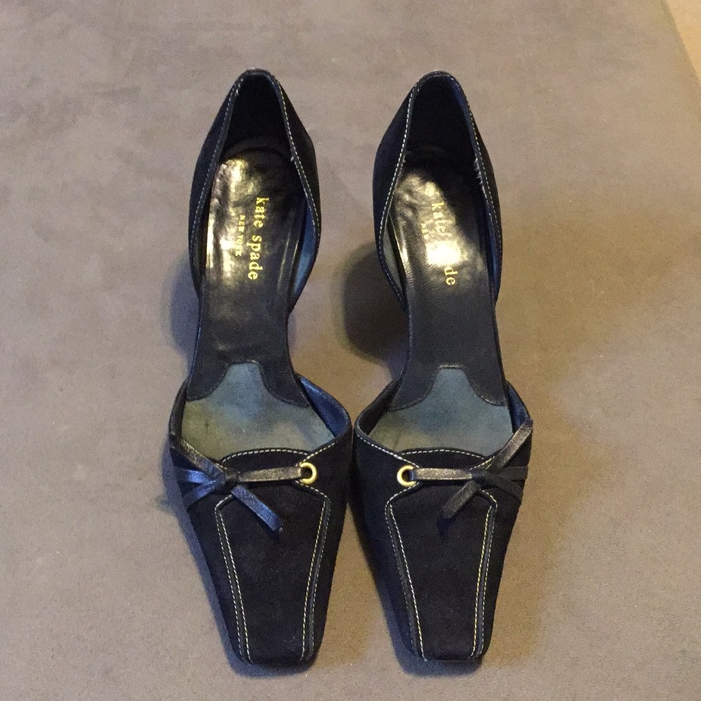 Kate Spade black suede Kitten Heels